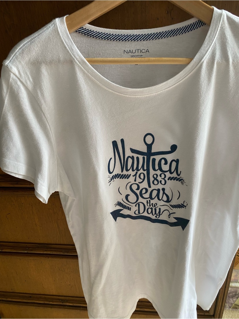 Nautica White Tee with Navy Trim